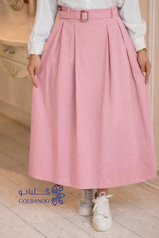 دامن لینن مدل شش پیله