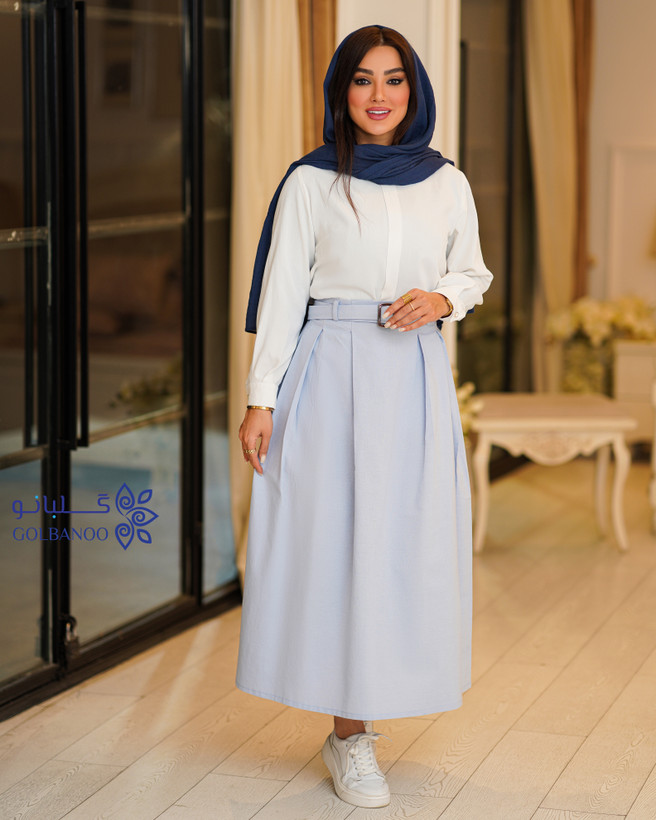 دامن لینن مدل شش پیله